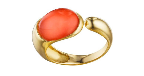 Gocce coral and gold ring