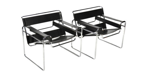 Pair of Wassily chairs for Knoll, designed in 1925 and manufactured in 1968, offered by Pegboard Modern