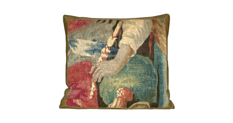 Flemish tapestry pillow, 17th century, offered by Y & B Bolour