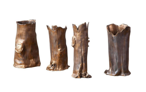 Loie Acevedo faux-bois vases, 2015, offered by Liz O'Brien