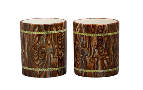 Faux-bois brush pots, 20th century, offered by Seidenberg
