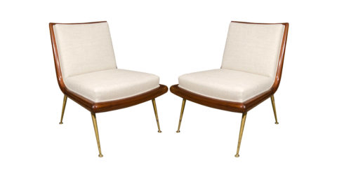 T. H. Robsjohn-Gibbings slipper chairs Model No. 1740, ca.1950, offered by Eric Appel LLC