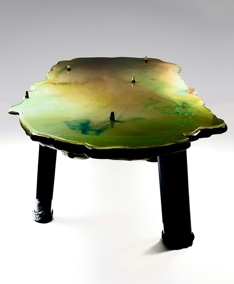 Pesce's Lagoon table (with London-based furniture dealer David Gill, Pesce produced a 2012 collection of resin tables called Six Tables on Water)