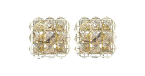 Brass and cut glass sconces, ca. 1950, offered by Derive