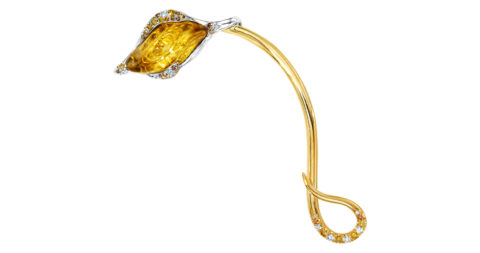 Yellow zircon, diamond and yellow gold brooch