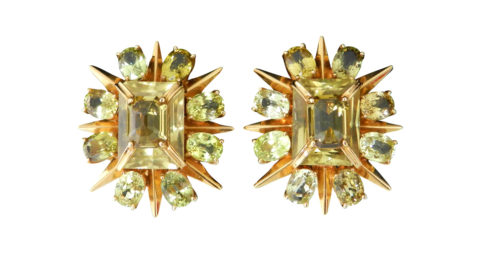 Tony Duquette citrine and gold clip-on earrings, 1980s, offered by I Miss You