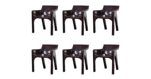 Vico Magistretti set of six Gaudi dining chairs, 1970s, offered by Sputnik Modern