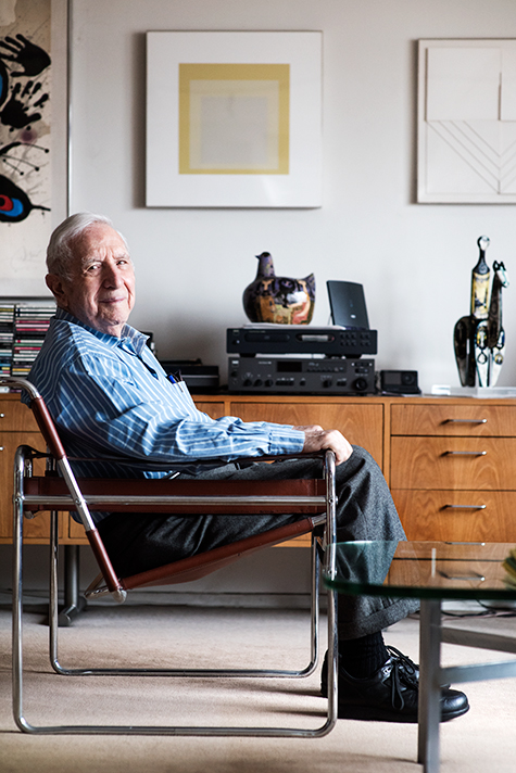 Charles Stendig sits at home in Marcel Breuer's Wassily chair. In the early 1960s, Stendig became the exclusive U.S. distributor of the designer's furniture.