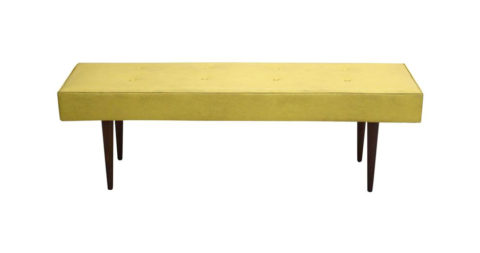 Tufted mid-century bench, ca. 1955, offered by History Never Repeats