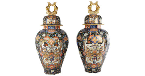Pair of Imari vases, ca. 1920, offered by Anthony’s Fine Art and Antiques