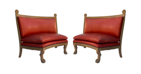 Jean Charles Moreux–style settees, 1930s, offered by Downtown