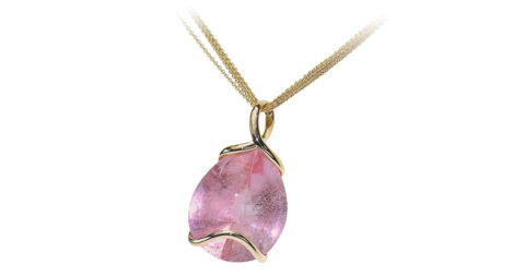 Samuel Getz morganite and gold pendant necklace, contemporary, offered by Samuel Getz