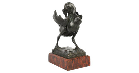 Bronze turkey sculpture, early 20th century, by Albert Laessle, offered by David Sterner Antiques
