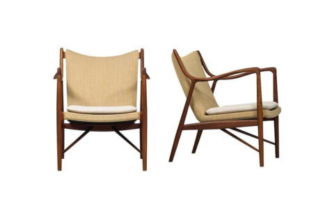 Finn Juhl NV-45 easy chairs, 1950s, offered by Studio Schalling
