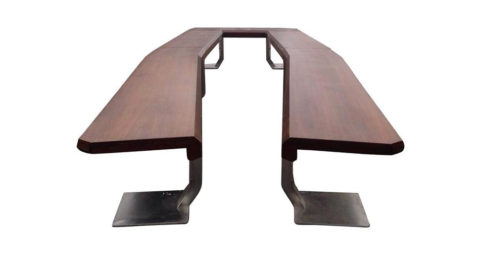 1970s Italian Steel and Teak Conference Table, Offered by Philip Thomas