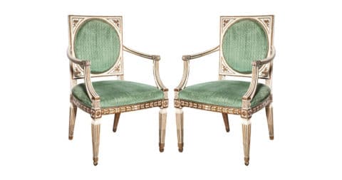 Italian armchairs, late 18th century, offered by Niall Smith Antiques