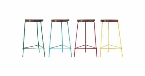 Set of four Pierre Jeanneret stools, 1960, offered by Modern Design Furniture Gallery