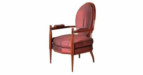 Émile-Jacques Ruhlmann Napoleon armchair, ca. 1920, offered by Calderwood Gallery