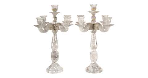 Rock-crystal candelabras, 21st century, offered by Marco Martinoja Antiques LLC