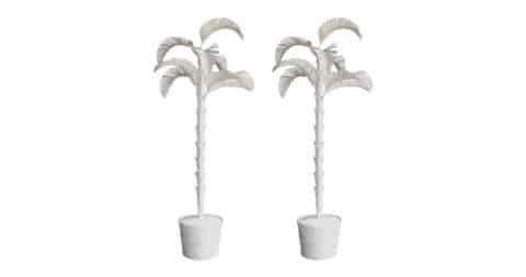 Pair of gessoed metal palm trees, 1960s, offered by Downtown