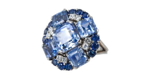 Sapphire and diamond ring, 1950, offered by Craig Evan Small