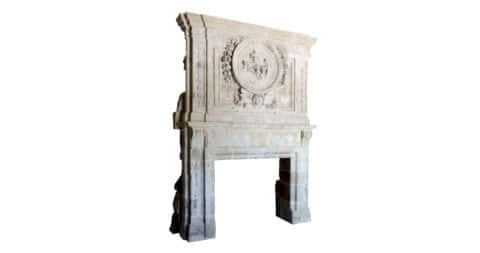 French Louis XIV limestone fireplace, 17th century