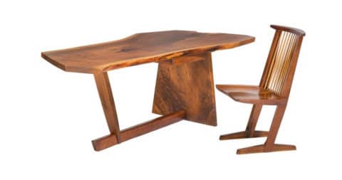 George Nakashima desk and chair, 1985, offered by Adam Edelsberg