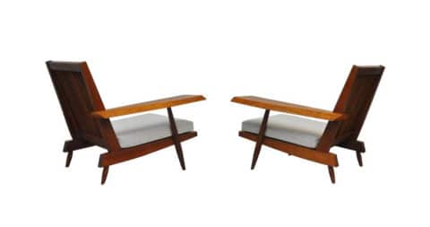 George Nakashima lounge chairs, 1955, offered by Modern Drama