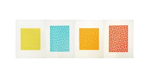 <i>Yellow, Blue, Orange and Red Meander,</i> 1970–71, offered by Brooke Alexander, Inc.