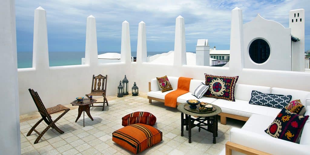 Terrace of Alys Beach Florida house by Texas architect Michael Imber
