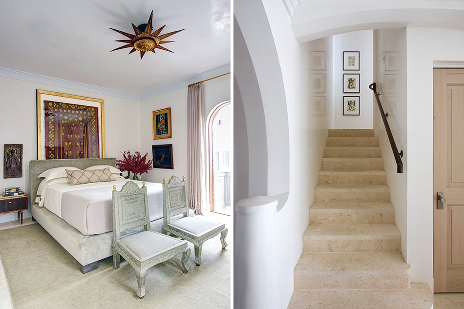 Bedroom and staircase of house in Alys Beach Florida by Texas architect Michael Imber