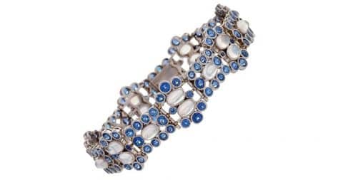 Tiffany & Co. Art Deco moonstone, Montana sapphire and platinum bracelet, ca. 1920s