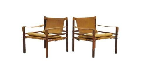 Arne Novell Sirocco safari lounge chairs, 1960s, offered by Retro Inferno