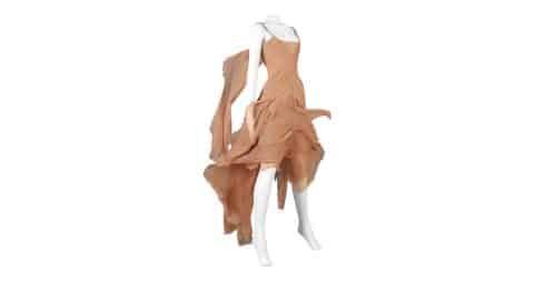 Alexander McQueen nude silk chiffon Irere  evening gown, Spring/Summer 2003, offered by One of a Kind Archive