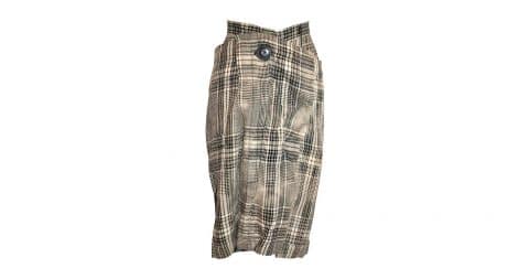 Vivienne Westwood plaid linen deconstructed skirt, 1990–99, offered by Fuchsia Treasures Corps
