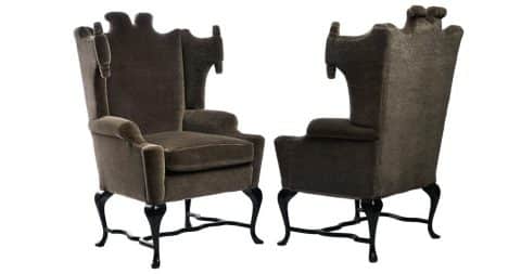 Arturo Pani wingback chairs, 1950s, offered by Almond & Co.