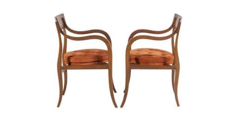Pair of Edward Wormley for Dunbar Alexandria chairs, 1950s, offered by Adam Edelsberg