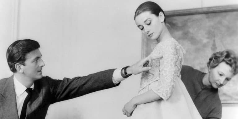 Hubert de Givenchy and Audrey Hepburn dress fitting