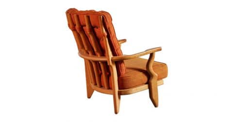 Guillerme et Chambron sculptural wood lounge chair, 1950s, offered by Sumner
