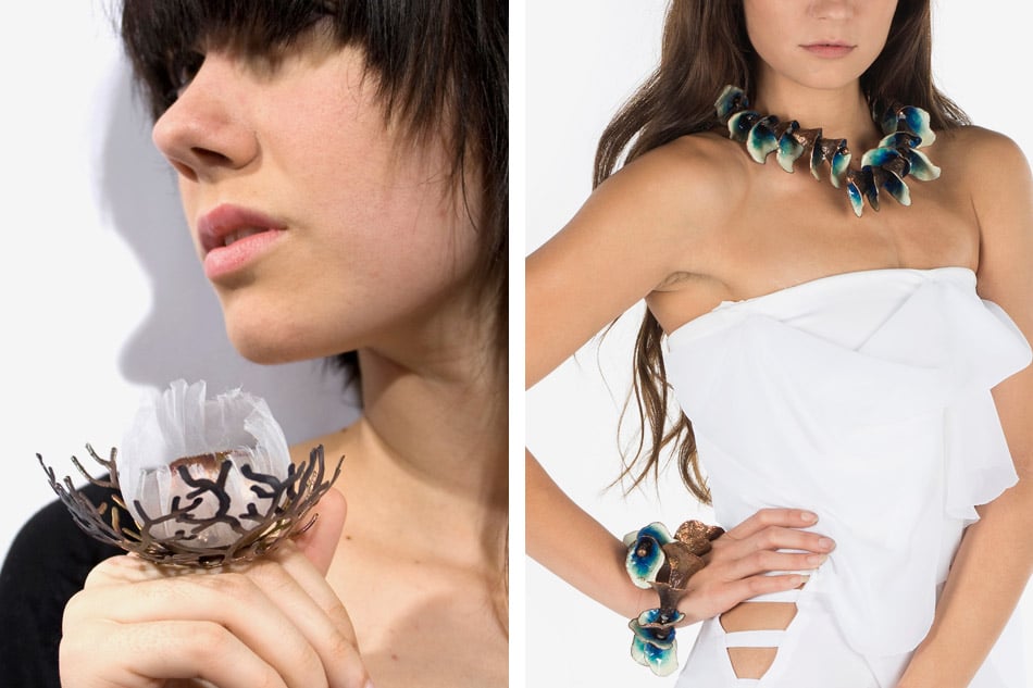 Blossom ring and Palomino wrap necklace and wrap bracelet by Cheryl Eve Acosta