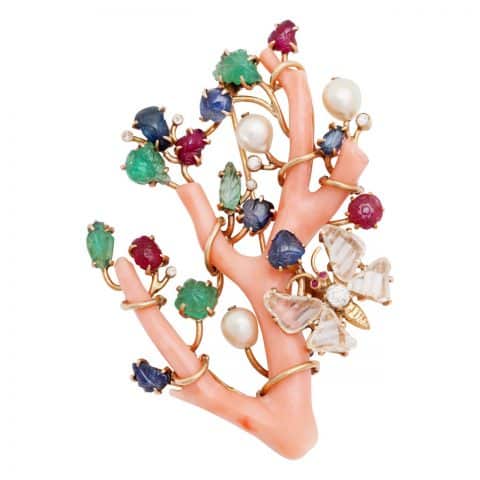 Seaman Schepps coral branch brooch, ca. 1945, offered by Frank Pollak and Sons