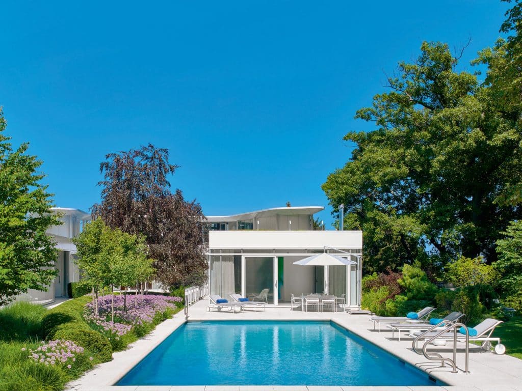 Architect Dirk Denison 10 Houses book Winnetka Illinois house pool and pool house