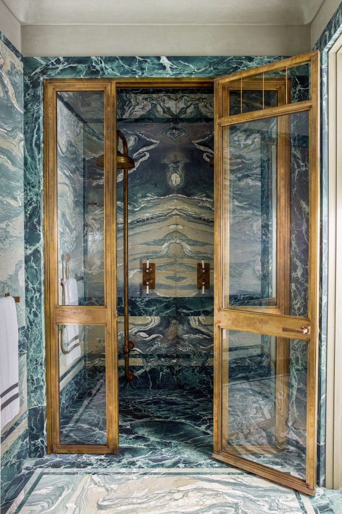 marble bathroom by Steven Gambrel