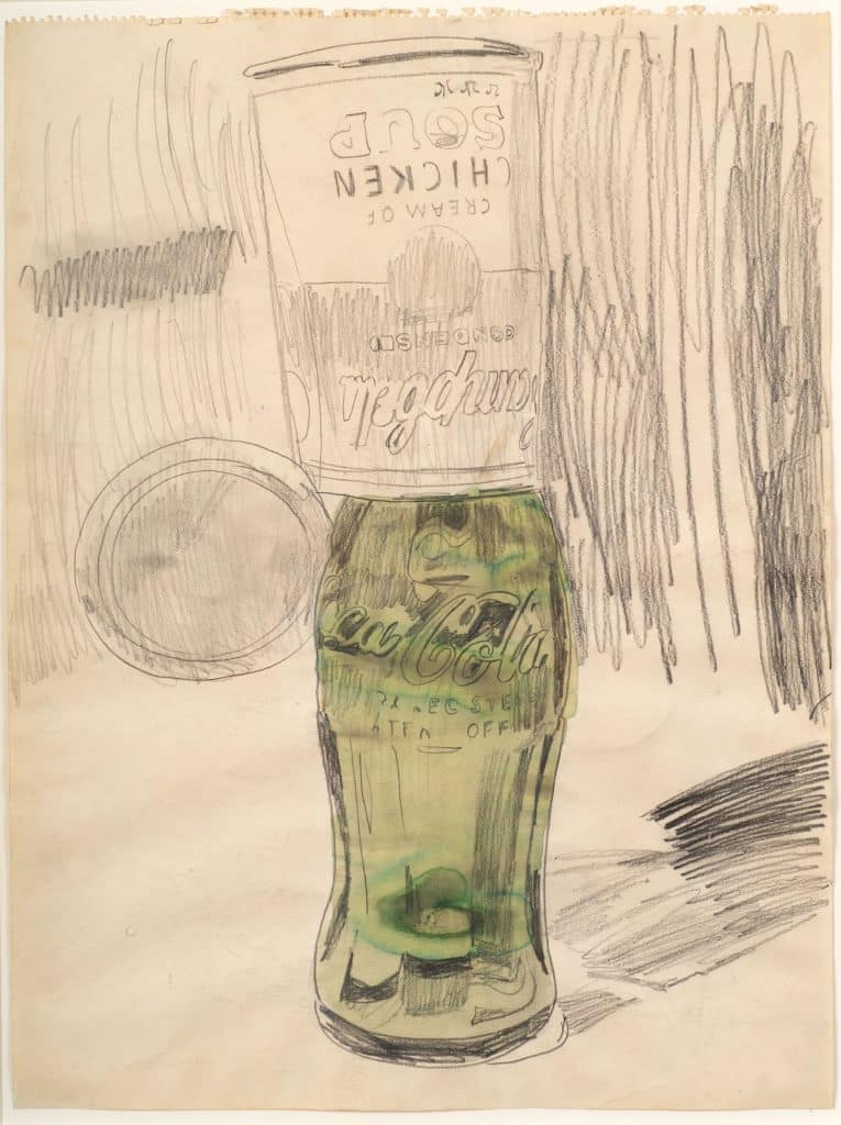 Andy Warhol, Campbell’s Soup Can over Coke Bottle, 1962.