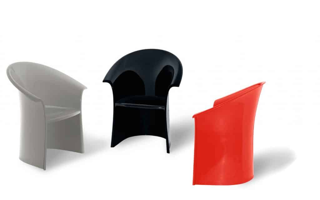 Designers Massimo and Lella Vignelli Heller chairs