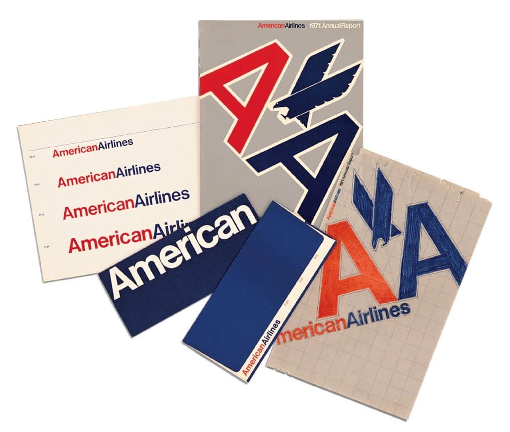 Designers Massimo and Lella Vignelli American Airlines graphic identity