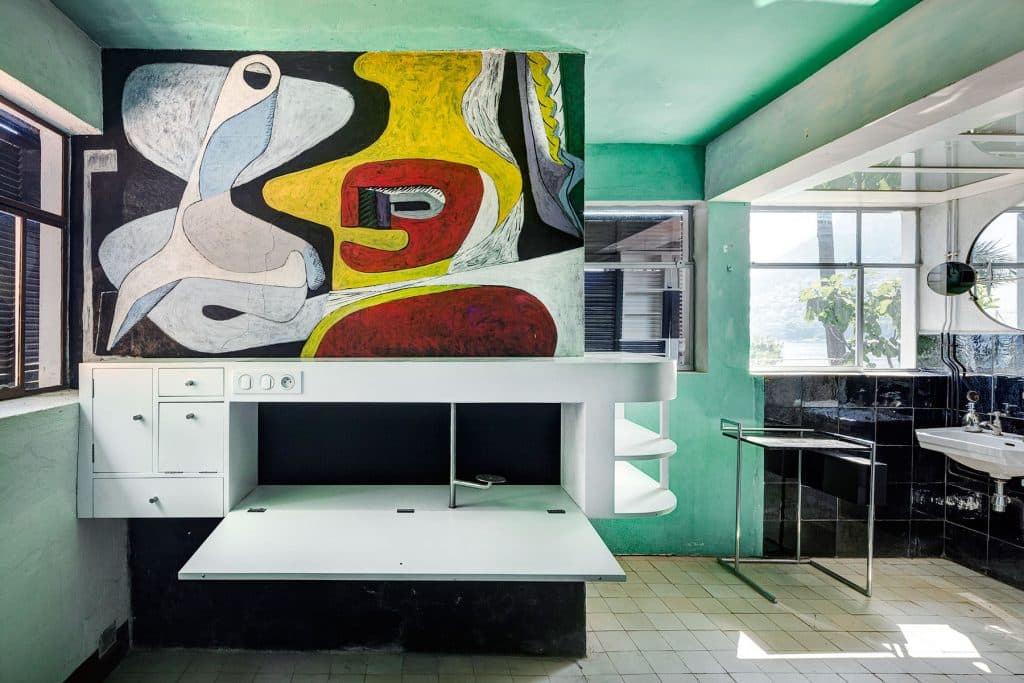 A mural by Le Corbusier in a bedroom at E-1027, the modernist home designed by Eileen Gray on the French Riviera