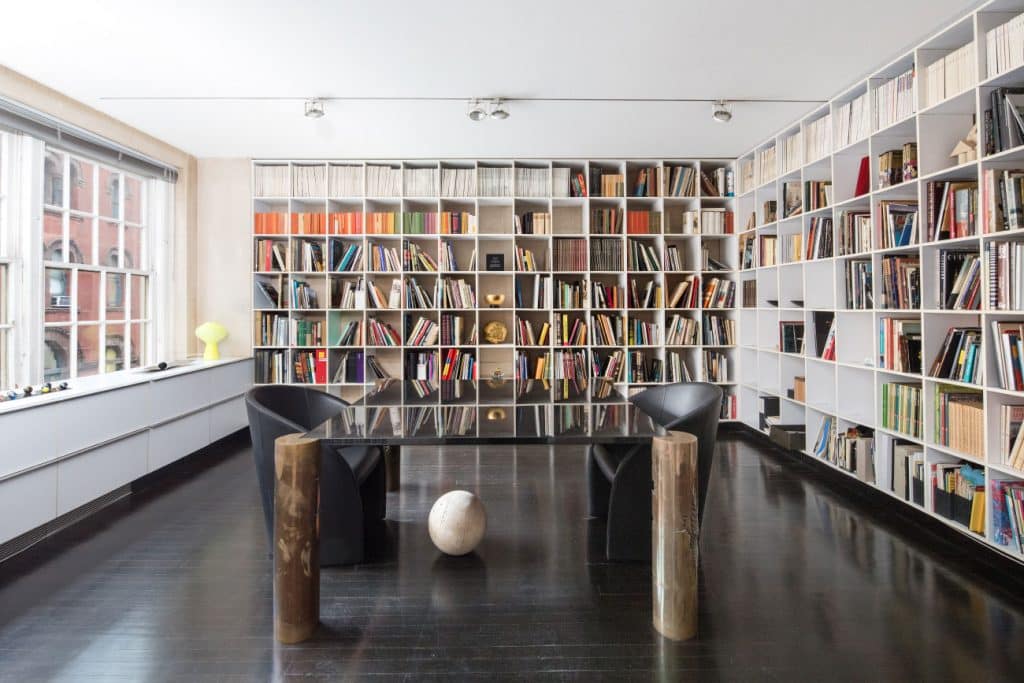 Designers Massimo and Lella Vignelli New York City apartment library office