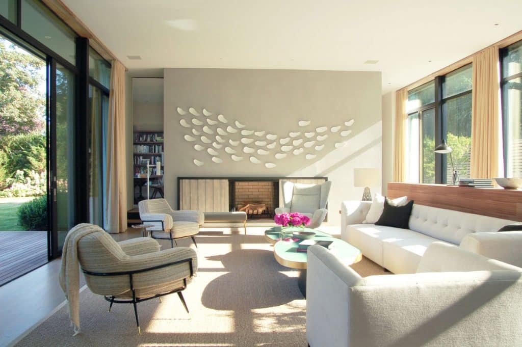 FormArch New York architecture and design firm Amagansett House Long Island Hamptons living room fireplace
