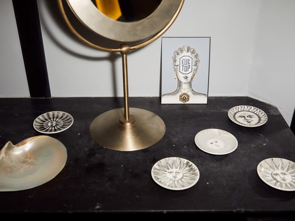 Fornasetti plates in Elie Top's showroom